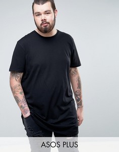 Длинная футболка с круглым вырезом ASOS PLUS - Черный