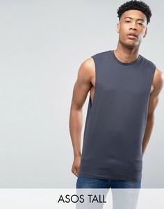 Серая майка без рукавов с заниженными проймами ASOS TALL - Серый