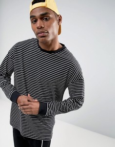 Oversize-лонгслив в полоску ASOS - Черный