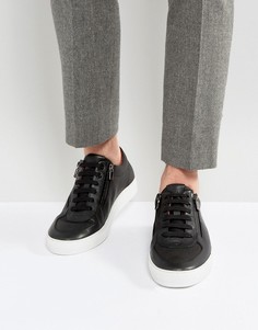 Черные кожаные кроссовки со шнуровкой и молнией HUGO by Hugo Boss - Черный