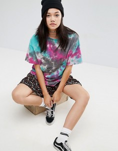 Свободная футболка с принтом тай-дай и рисунком скелета ASOS - Мульти
