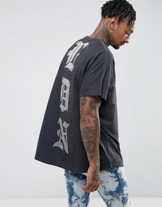 Свободная футболка без рукавов с выгоревшим принтом ASOS - Серый