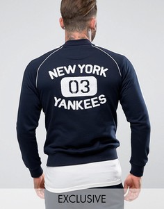 Флисовая куртка с махровым принтом Yankees на спине Majestic эксклюзивно для ASOS - Темно-синий