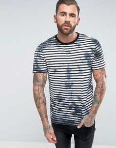 Футболка классического кроя в полоску со спрей-эффектом ASOS - Белый