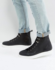 Черные кожаные ботинки на шнуровке с контрастной подошвой ASOS - Черный