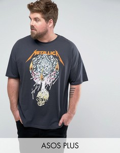 Oversize-футболка с принтом Metallica ASOS PLUS - Серый