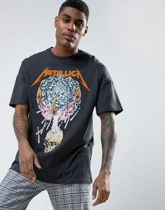 Свободная футболка с принтом Metallica ASOS - Серый