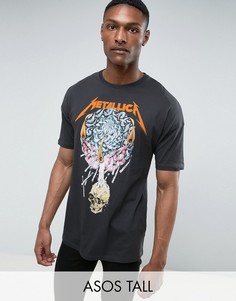 Свободная футболка с принтом Metallica ASOS TALL - Серый
