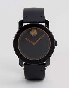Черные часы с кожаным ремешком Movado Bold 3600297 - Черный