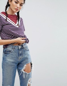 Футболка с кокеткой в полоску ASOS - Мульти