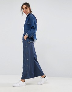 Широкие брюки с кнопками сбоку ASOS Tailored - Синий