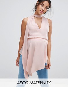 Асимметричный топ без рукавов ASOS Maternity - Розовый