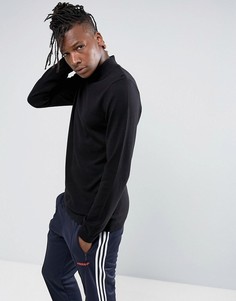 Облегающий хлопковый джемпер с высоким воротом ASOS - Черный