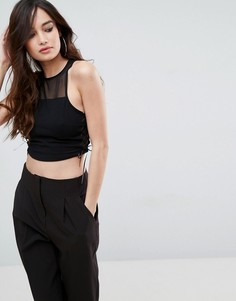 Топ с сетчатыми вставками и шнуровкой ASOS - Розовый
