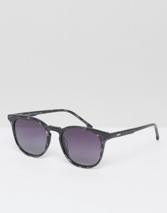 Солнцезащитные очки в квадратной оправе цвета черного мрамора Komono The Beaumont - Черный
