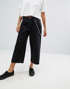 Широкие расклешенные джинсы с цепочкой Daisy Street - Черный