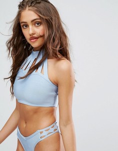 Бандажный бикини-топ PrettyLittleThing - Синий