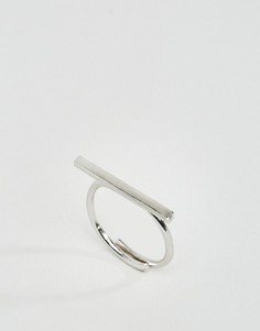 Регулируемое по размеру серебристое кольцо с планкой Made - Серебряный