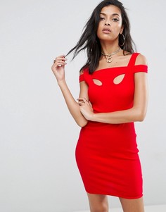 Облегающее платье мини в рубчик ASOS - Красный