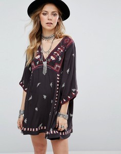 Платье с вышивкой Free People - Черный