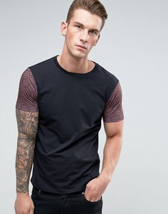 Футболка с контрастными рукавами в стиле ретро ASOS - Черный