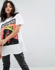 Oversize-футболка с принтом Notorious BIG и отделкой ASOS - Белый