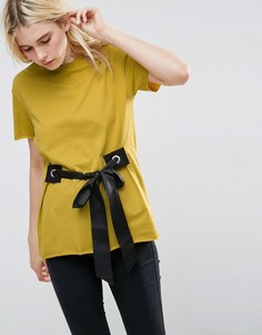 Футболка с поясом ASOS - Желтый