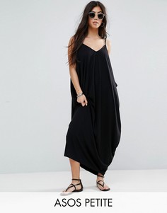 Платье макси с драпировкой ASOS PETITE - Черный
