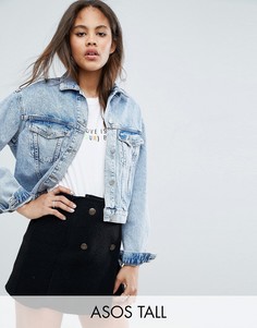 Синяя джинсовая куртка с эффектом кислотной стирки ASOS TALL - Синий