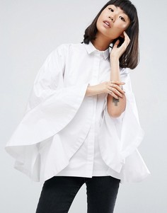 Рубашка с рукавами летучая мышь и оборками ASOS WHITE - Белый