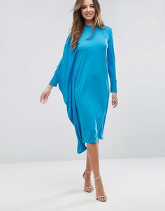 Свободное платье миди с асимметричными рукавами летучая мышь ASOS - Зеленый