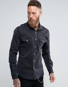 Черная джинсовая рубашка стандартного кроя ASOS - Черный