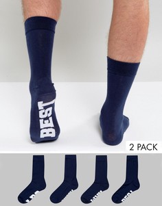 Набор из 2 пар носков с отделкой ASOS Wedding - Темно-синий