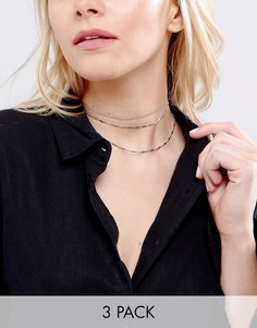 Набор из 3 чокеров-цепочек ASOS - Серебряный