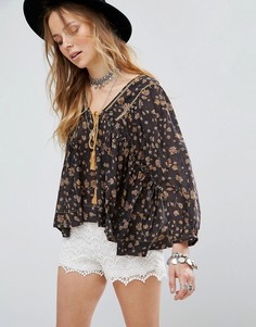 Блузка с принтом Free People Never a Dull Moment - Черный