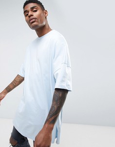 Голубая свободная футболка с укороченными рукавами ASOS - Синий