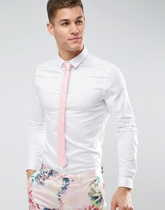 Белая атласная рубашка скинни ASOS WEDDING - Белый