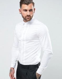 Зауженная атласная рубашка со складками ASOS - Белый