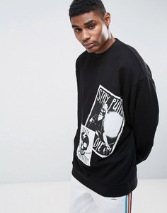 Удлиненный oversize‑свитшот с принтом в виде нашивок ASOS - Черный