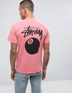 Футболка с принтом шара номер 8 сзади Stussy - Розовый