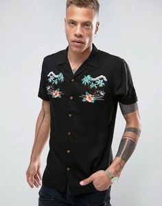 Рубашка классического кроя с вышивкой ASOS - Черный