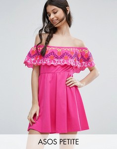 Сарафан с открытыми плечами и вышивкой ASOS PETITE - Мульти