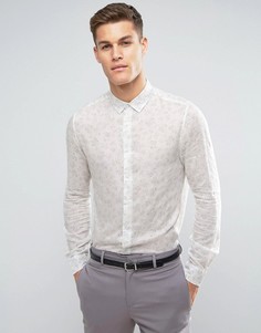 Рубашка классического кроя с цветочным принтом в винтажном стиле ASOS - Белый
