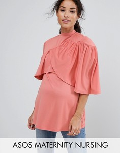 Двухслойный топ с оборками ASOS Maternity NURSING - Оранжевый