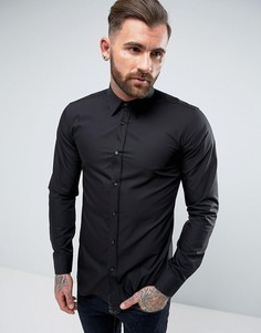 Классическая рубашка слим из поплина HUGO by Hugo Boss Elisha - Черный