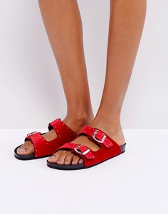Бархатные сандалии в стиле вестерн с пряжками SixtySeven - Красный