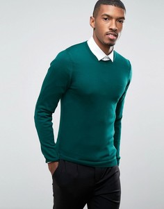 Зеленый обтягивающий джемпер из мериносовой шерсти ASOS - Зеленый