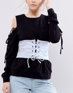 Широкий корсетный пояс со шнуровкой New Look - Белый
