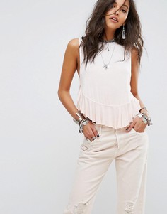 Топ с баской Free People Uptown - Розовый