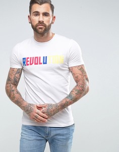 Обтягивающая футболка с принтом Revolution ASOS - Белый